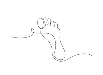 One continuous line drawing beauty bare foot. Human foot single line art design.