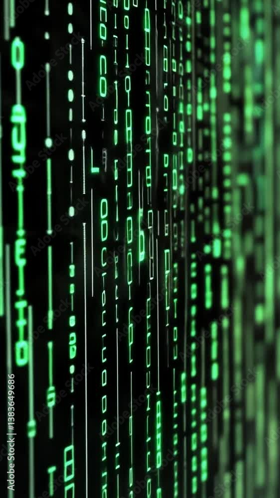 Poster futuristic green binary code animation creating an immersive technological backdrop