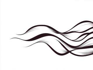 Minimalistic line art featuring flowing black waves on white background evokes tranquility
