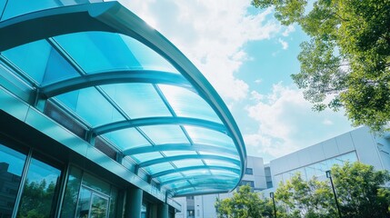 Modern Architectural Canopy with Blue Sky