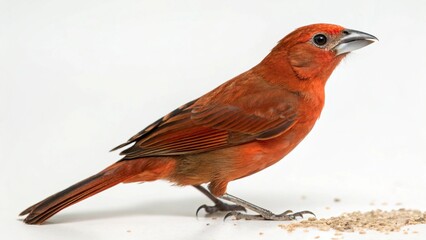 Liver Tanager on studio background
