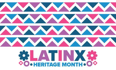 Latinx Heritage Month. National Hispanic Heritage Month. Hispanic and Latino Americans culture. Celebrate annual in United States. Poster, card, banner and background. Vector illustration
