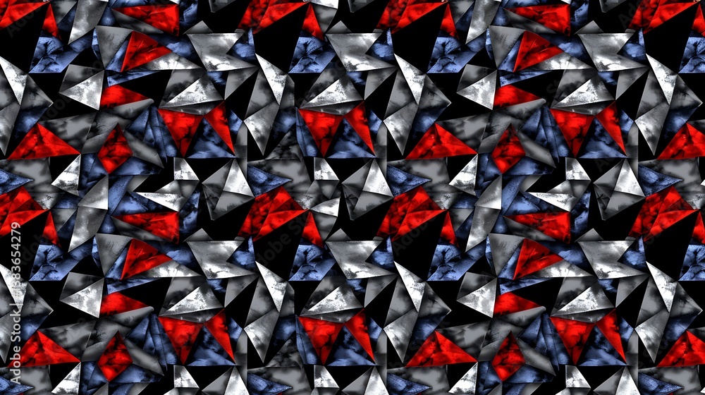 Poster Abstract geometric pattern comprised of various colorful triangular shapes