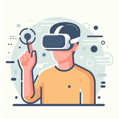 Person Interacting in VR with Pointing Gesture