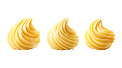 Pack of Butter Curl Roll set Against Transparent Background for Culinary Branding, Recipe Use, or Dairy Product Packaging