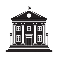 Traditional Courthouse silhouette, capturing the classic features of justice buildings – Courthouse illustration – Courthouse vector – Civic structure silhouette

