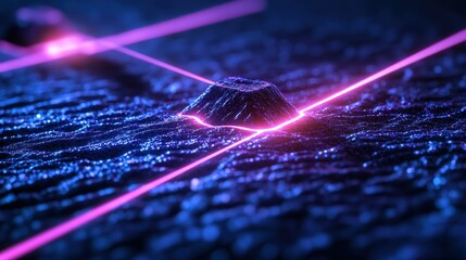 Dazzling grid like laser structures illuminated in a captivating blend of glowing cyan and pink hues creating a futuristic technological and visually striking abstract digital artwork