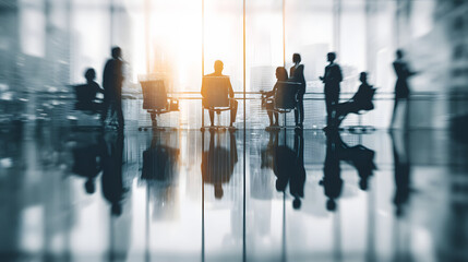 Silhouetted Business People Meeting City View - Silhouette photography