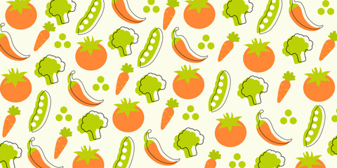 Vegetables seamless pattern for backgrounds, presentations, wrapping papers, prints, artworks. Vector illustration	

