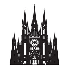Breathtaking Gothic Cathedral silhouette, symbolizing the artistry and faith of the Middle Ages &ndash; Gothic cathedral illustration &ndash; Gothic cathedral vector &ndash; Spiritual building silhouette

