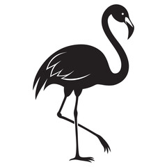 Flamingo icon,black silhouettes of birds, Flamingo silhouettes, large pack of vector silhouette design, isolated white background Artwork  white background