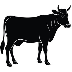 Black Cow silhouette vector icon set isolated on white background.