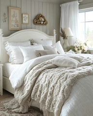 luxery room white room with white bed