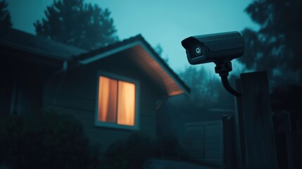 Modern house equipped with a security camera for enhanced home security automation and peace of mind for residents