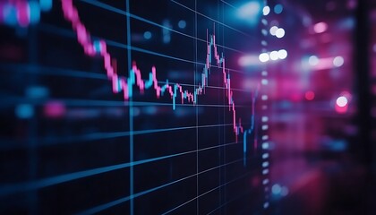 Financial graph showing downward trend with vibrant color illustration