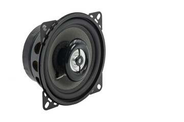 Closeup view of a high-fidelity speaker showcasing design and craftsmanship