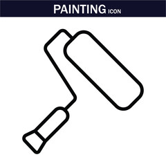 Painting icon. Containing paint, artwork,canvas, paintbrush, artist, museum, painter, art gallery, paint stroke and more.  Editable stroke. Vector illustration. EPS 10.