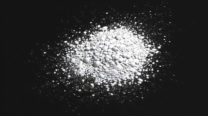 A pile of white powder sprinkled on a black surface