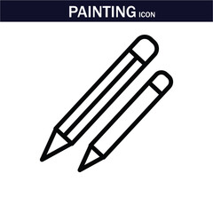 Obraz premium Painting icon. Containing paint, artwork,canvas, paintbrush, artist, museum, painter, art gallery, paint stroke and more. Editable stroke. Vector illustration. EPS 10.