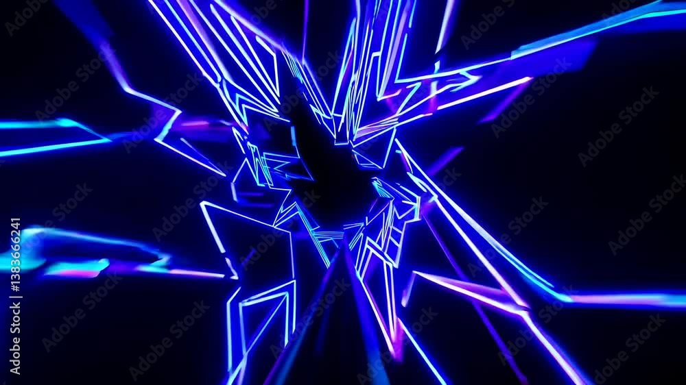 Aufkleber vibrant neon light tunnel with abstract patterns in a dark background