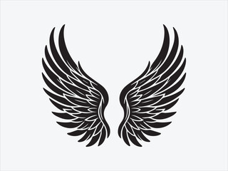 Obraz premium Angel Wings Silhouette with Graceful Feathery Design Symbolizing Purity, Protection, and Spirituality