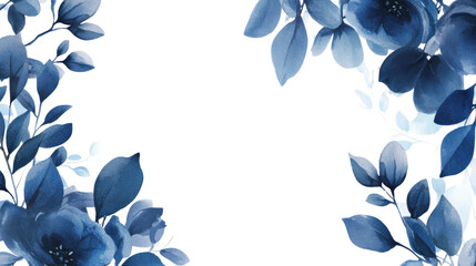 Blue Watercolor Floral Isolated on Transparent Background