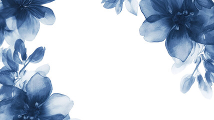 Blue Watercolor Floral Isolated on Transparent Background