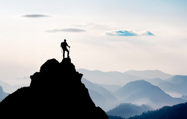 Therapeutic view and mystical mountain range texture on the summit of peaceful mountains