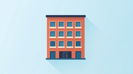 Obraz premium Orange Office Building, City, Minimalist Illustration