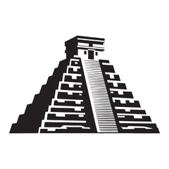 Cultural Mayan Temple silhouette, symbolizing the ancient practices and rituals of the Mayans – Mayan Temple illustration – Mayan Temple vector – Sacred monument silhouette


