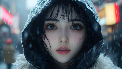 Young woman winter portrait