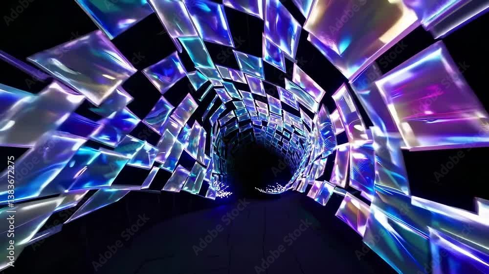 Aufkleber abstract light installation with colorful tiles forming a dynamic tunnel effect