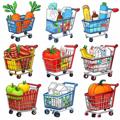 shopping cart icon set
