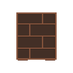 Wooden bookshelves. Shelves for store, home interior, or library storage. Vector illustration.