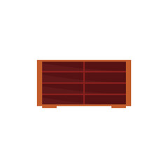 Wooden bookshelves. Shelves for store, home interior, or library storage. Vector illustration.
