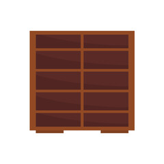 Wooden bookshelves. Shelves for store, home interior, or library storage. Vector illustration.