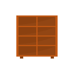 Wooden bookshelves. Shelves for store, home interior, or library storage. Vector illustration.