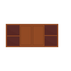 Wooden bookshelves. Shelves for store, home interior, or library storage. Vector illustration.