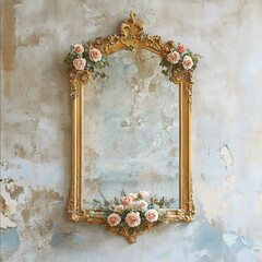 miroir haussmannien avec des roses realistes