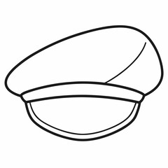 Beret Cap Outline Coloring Book Page Line Art Draw