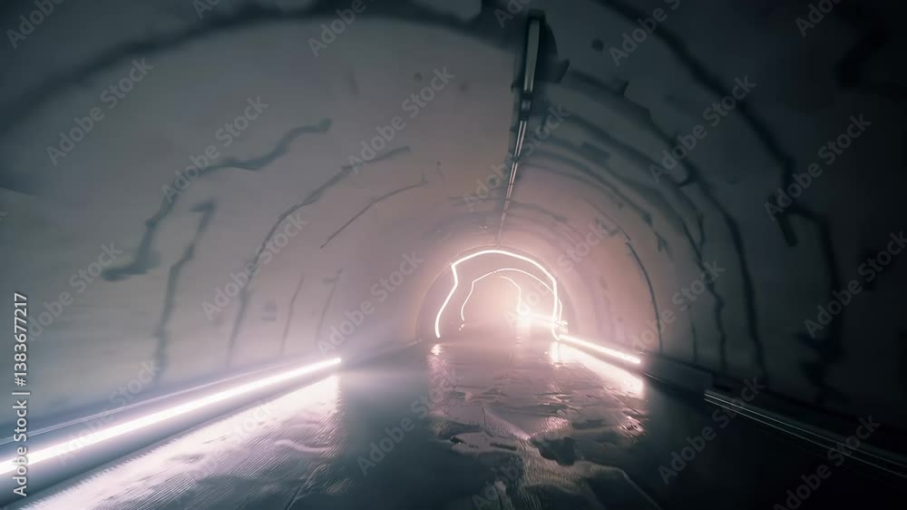 Poster ethereal tunnel with bright light at the end creating a mystical atmosphere