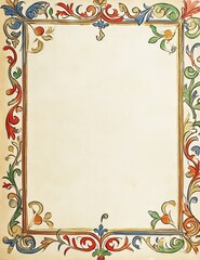 Medieval Illuminated Manuscript Border Frame.