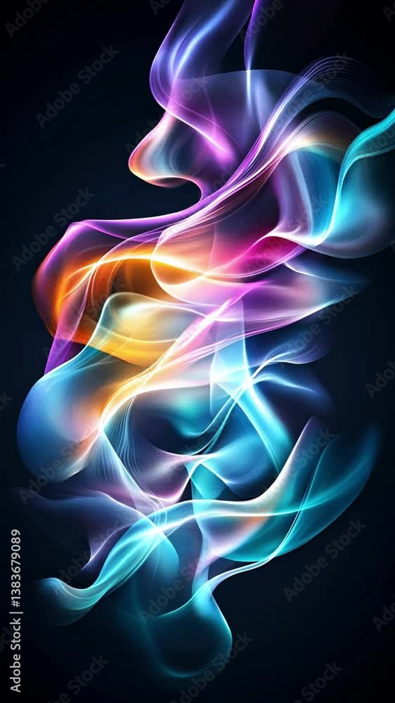 Aufkleber futuristic abstract animation with vibrant colors and fluid shapes in a technological backdrop