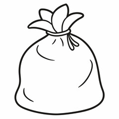 Burlap Sack Bag of Seeds Outline Coloring Book Page