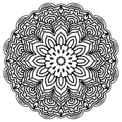 A beautiful mandala black and white flower design on white background