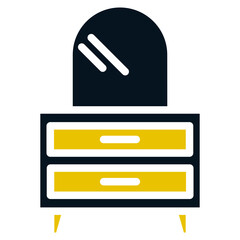 Dressing Table, Black and Yellow Design Dressing Table, Dressing Table Line Icon