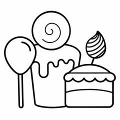 Make Ice Cream Lollipop Outline Coloring Book Page