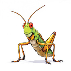 Fototapeta premium Adorable Cartoon Grasshopper Vector Illustration