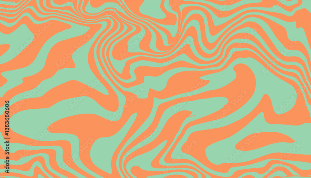 Poster abstract vector illustration featuring wavy zebra-like lines on a background, creating a modern, psy