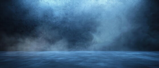 Mysterious mist over tranquil water with a dark background.
